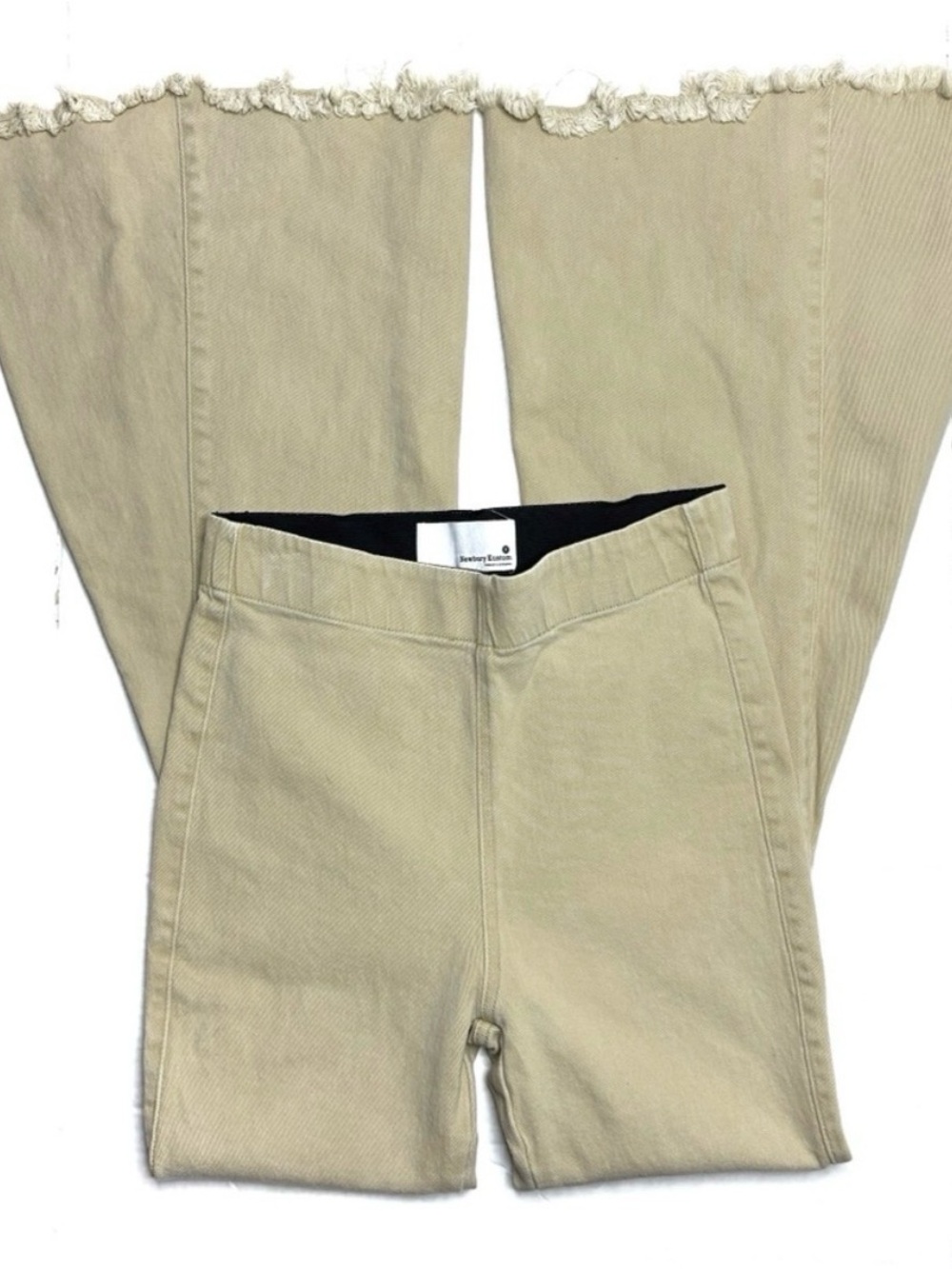 Newbury Kustom Beige Frayed Hem Flare Leggings
